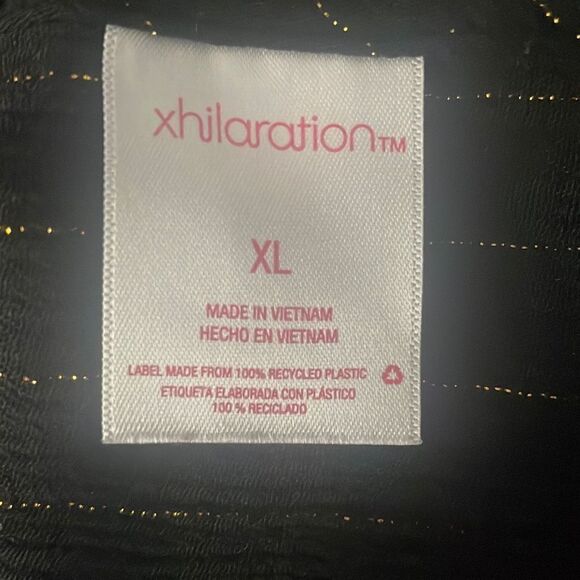 Xhilaration Gauze Tie Back Top XL Black Gold Pinstripe - Picture 8 of 9